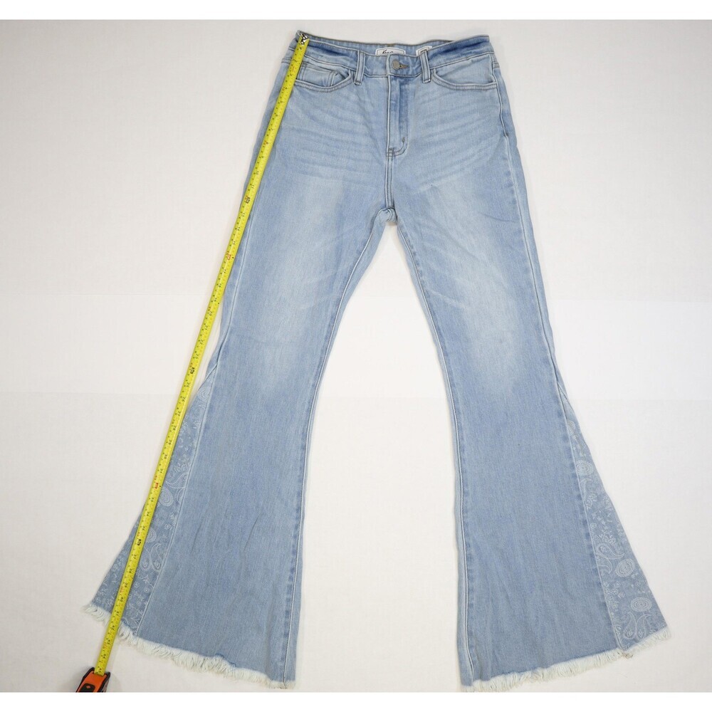 KanCan Light Blue Flared Jeans with Paisley Side Panels. Size 27 - Picture 2 of 8